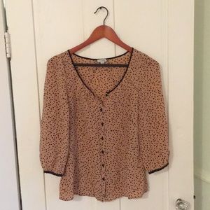 Odille blush 100% silk blouse - casino print